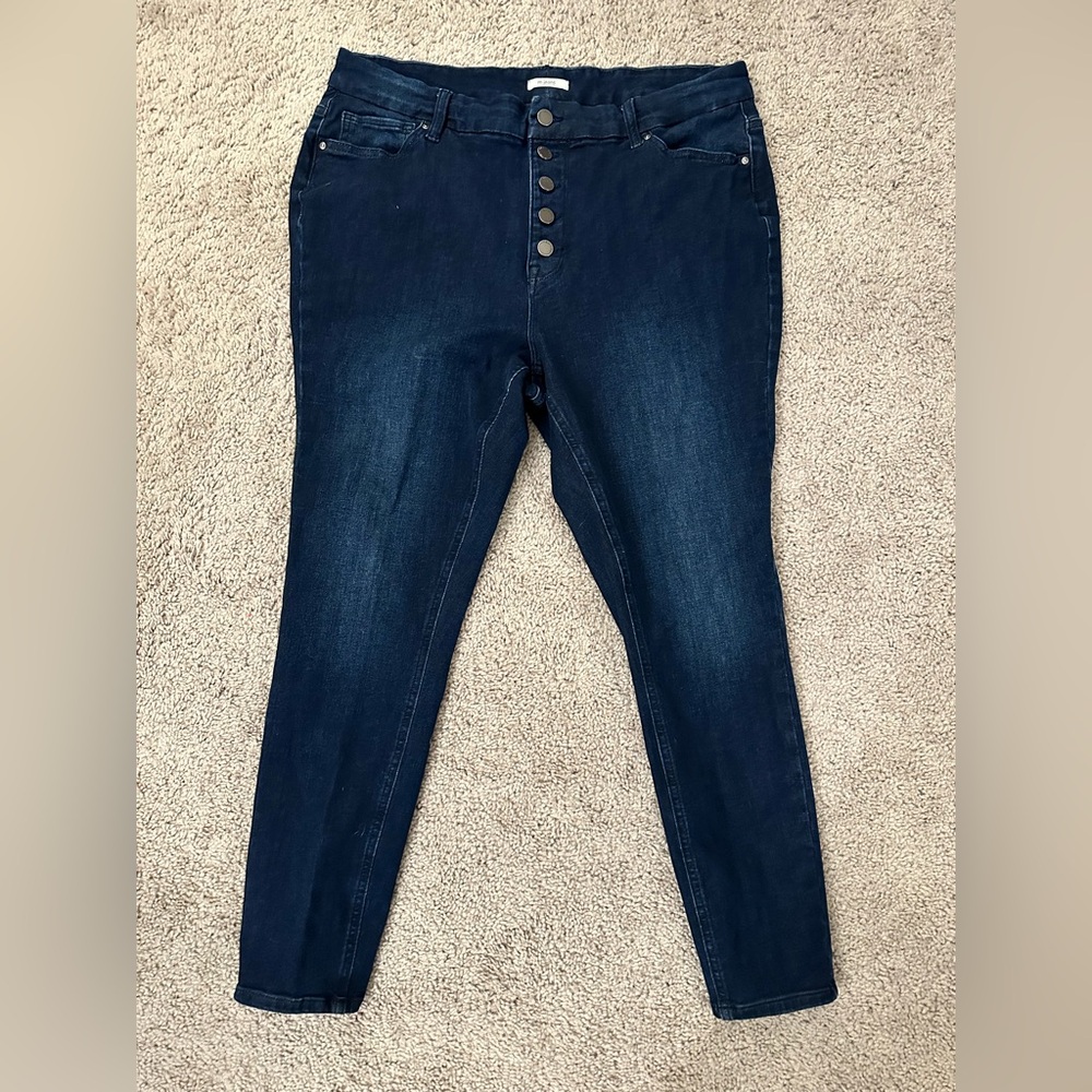 Maurices High Rise Dark Blue Button-Fly Jeans